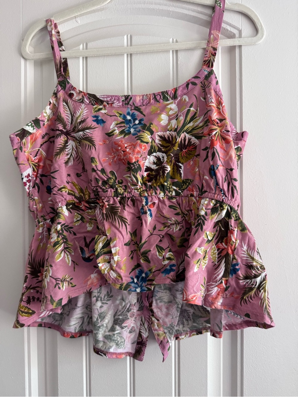 Anthropologie Tiny Floral Pink Lace-Trim Sleeveless Top - Picture 2 of 7